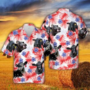 Farm Hawaiian Shirt, American Colors Black Angus All Printed 3D Hawaiian Shirt For Men And Women, Cow Hawaiian Shirt