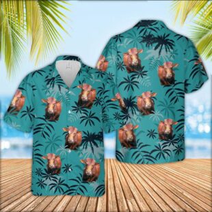 Farm Hawaiian Shirt, Beefmaster Cattle Green Hawaiian Shirt, Cow Hawaiian Shirt