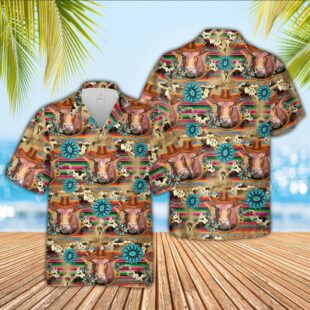 Farm Hawaiian Shirt, Beefmaster Cowboy Pattern 3D Hawaiian Shirt, Cow Hawaiian Shirt