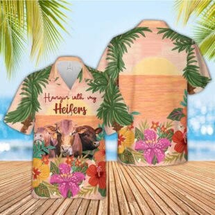 Farm Hawaiian Shirt, Beefmaster Hangin With My Heifers 3D Hawaiian Shirt, Cow Hawaiian Shirt