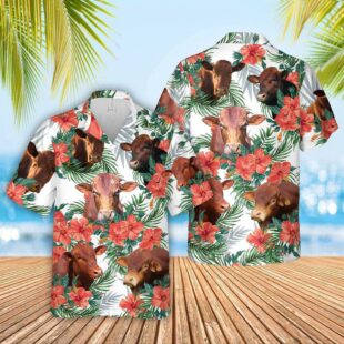 Farm Hawaiian Shirt, Beefmaster Hawaiian Shirt, Cow Hawaiian Shirt