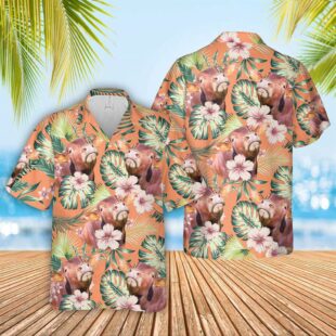 Farm Hawaiian Shirt, Beefmaster Summer Happiness Floral Farm 3D Hawaiian Shirt, Cow Hawaiian Shirt