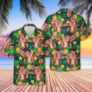 Farm Hawaiian Shirt, Beefmaster Summer Pattern 3D Hawaiian Shirt, Cow Hawaiian Shirt