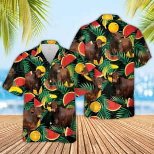 Farm Hawaiian Shirt, Beefmaster Watermelon Hawaiian Shirt, Cow Hawaiian Shirt