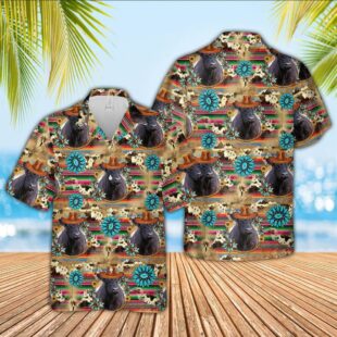 Farm Hawaiian Shirt, Belted Galloway Cowboy Pattern 3D Hawaiian Shirt, Cow Hawaiian Shirt