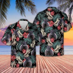 Farm Hawaiian Shirt, Belted Galloway Dark Red Flowers Pattern Hawaiian Shirt, Cow Hawaiian Shirt