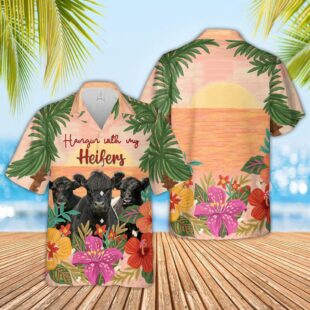 Farm Hawaiian Shirt, Belted Galloway Hangin With My Heifers 3D Hawaiian Shirt, Cow Hawaiian Shirt