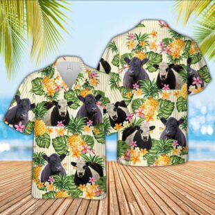 Farm Hawaiian Shirt, Belted Galloway Pineapple Pattern Hawaiian Shirt, Cow Hawaiian Shirt