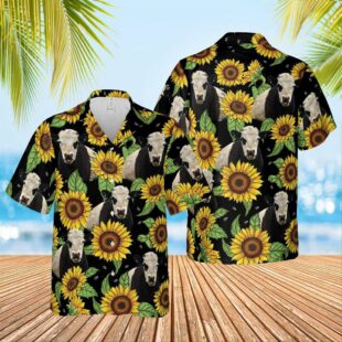 Farm Hawaiian Shirt, Belted Galloway Sunflower Hawaiian Shirt 2023, Cow Hawaiian Shirt