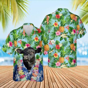 Farm Hawaiian Shirt, Black Angus Cattle Big Face Funny Hawaiian Shirt, Cow Hawaiian Shirt