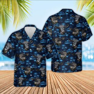 Farm Hawaiian Shirt, Black Angus Cattle Blue Hawaiian Shirt, Cow Hawaiian Shirt