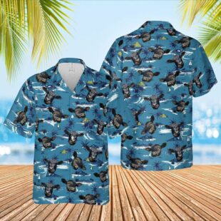 Farm Hawaiian Shirt, Black Angus Cattle Navy Hawaiian Shirt, Cow Hawaiian Shirt