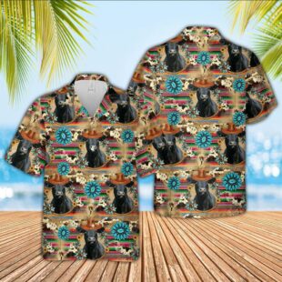 Farm Hawaiian Shirt, Black Angus Cowboy Pattern 3D Hawaiian Shirt, Cow Hawaiian Shirt