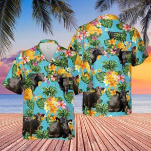 Farm Hawaiian Shirt, Black Angus Pineapple Summer 2 Pockets 3D Hawaiian Shirt, Cow Hawaiian Shirt