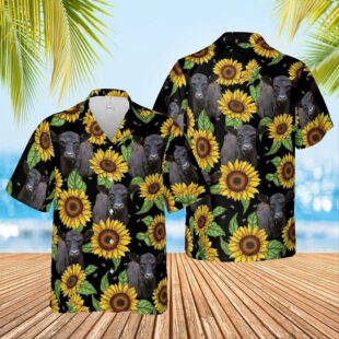 Farm Hawaiian Shirt, Black Angus Sunflower Hawaiian Shirt 2023, Cow Hawaiian Shirt