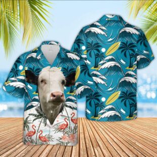 Farm Hawaiian Shirt, Black Baldy Funny Hawaiian Shirt, Cow Hawaiian Shirt