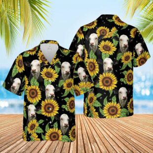 Farm Hawaiian Shirt, Black Baldy Sunflower Hawaiian Shirt 2023, Cow Hawaiian Shirt 1